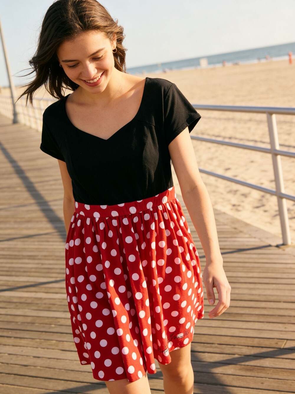 red polka dot fit and flare dress red poker dot dress Berrylush Women Red & White Polka Dot Printed V-Neck Fit & Flare Mini